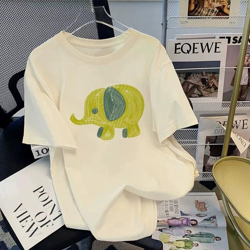 Tricou cu mânecă scurtă din bumbac pur, alb, pentru femei, de vară, nou, de dimensiuni mari, design lejer, imprimat, subțire, cu mânecă jumătate