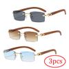 3pcs Combination New Frameless Retro Sunglasses Trendy Rectangular Men And Women Street Party Travel Sun Glasses