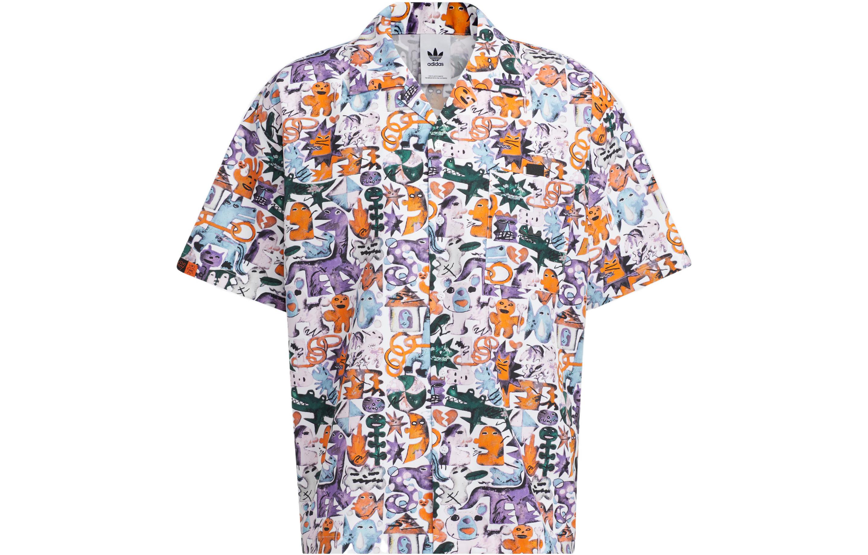 Adidas Originals Shirts Unisex Print Lapel Moderate Other HR6458 XS