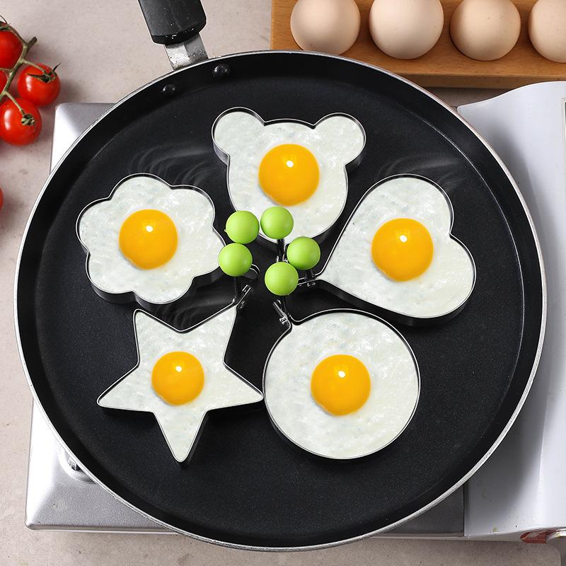 1/5 STÜCK Herz Spiegelei Form Edelstahl Eierform Maker Frühstück Backen Omelett Ringe Kochwerkzeuge Küchenzubehör