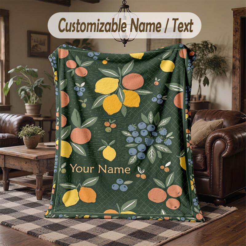 Frogs Forest Theme Throw Blanket Custom Name Text Personalized Blanket Soft Cozy Blanket for Home Sofa Bed