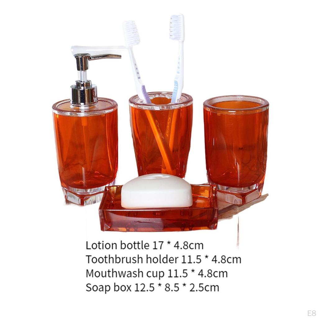 4 Piece Soap Dispenser, Toothbrush Holder, Apartment Essentials, Premium Modern Bathroom Accessory