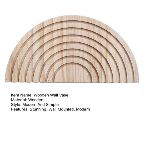 Wooden Wall Vase for Dried Reed Flowers Modern Farmhouse Wall Hanging Planter Half Circle Shaped Boho Wall Decor for Indoor Entryway Hallway Bathroom