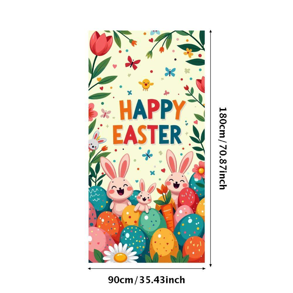 Happy Easter Backdrop Banner Easter Egg Bunnies Photography Prop Decorations Garden Party Supplies Background Spring Decor