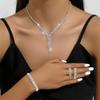 Elegantná svetlá luxusná retiazka na kľúčnu kosť: Trblietavý diamantový náhrdelník s strapcami, náušnice, sada náramkov - Dámske európske a americké módne doplnky