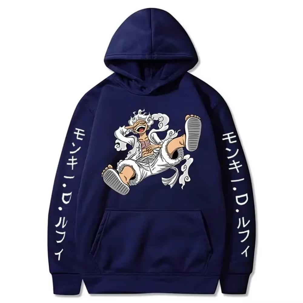 Anime Hoodies for Men ONE PIECE Gear Fifth Fear Luffy Sun Gold Pullover Cotton Hooded Streetwear Sweatshirts