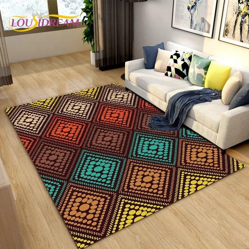 3D Geometric Lattice Pattern Area Rug,Carpet Rug for Living Room Bedroom Sofa Decoration,Kitchen Bath Doormat Non-slip Floor Mat