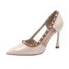 8-8 Sexy pointed high-heeled sandals women's hollow rivet high-heeled shoes women's thin-heeled sandals women's summer
