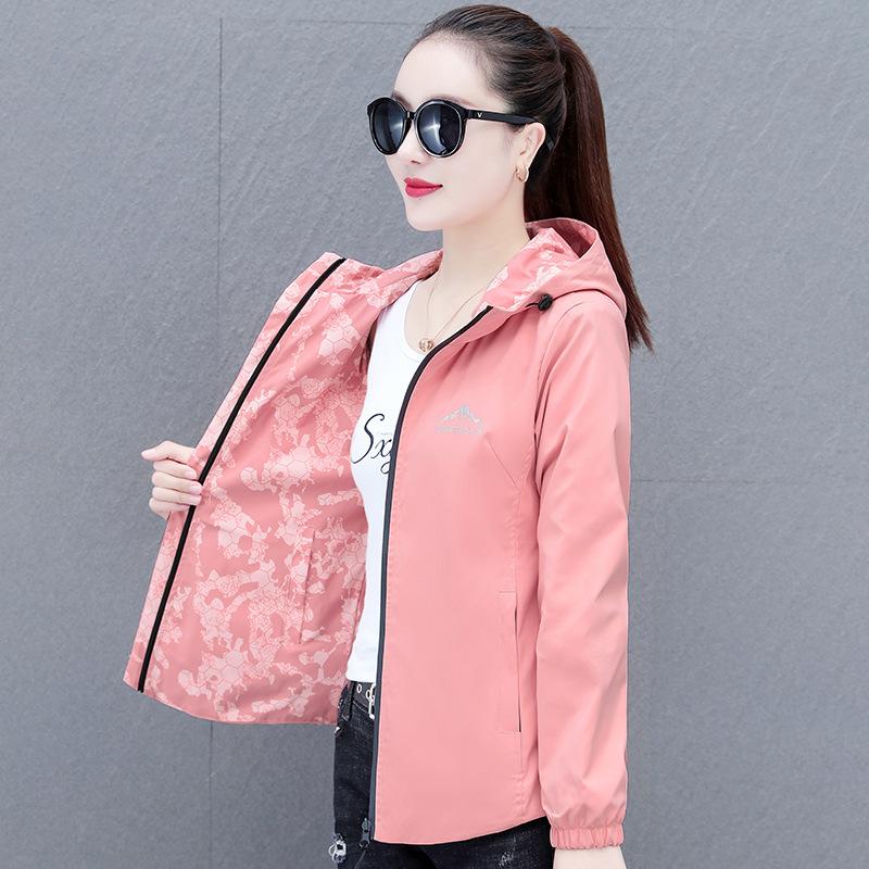 

Двостороння вітровка. Жіноче пальто. Корейська бейсбольна куртка з капюшоном. Весна-осінь. Жіночі топи 5XL XS рожевий