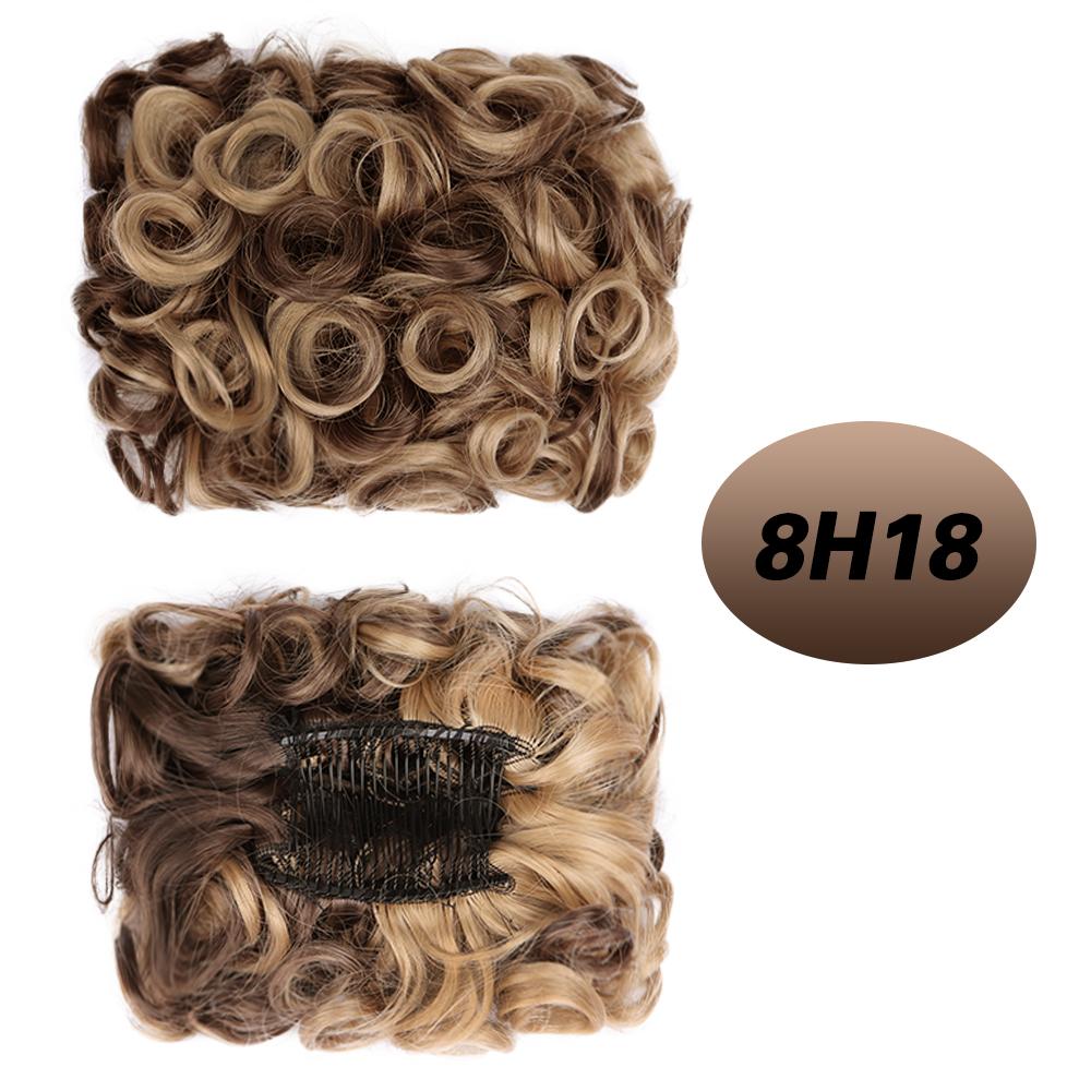 MISS WIG Syntetické krátké rozcuchané kudrnaté vlasy prodloužení do drdolu Snadné roztažení hřebínků do culíku prodloužení do culíku