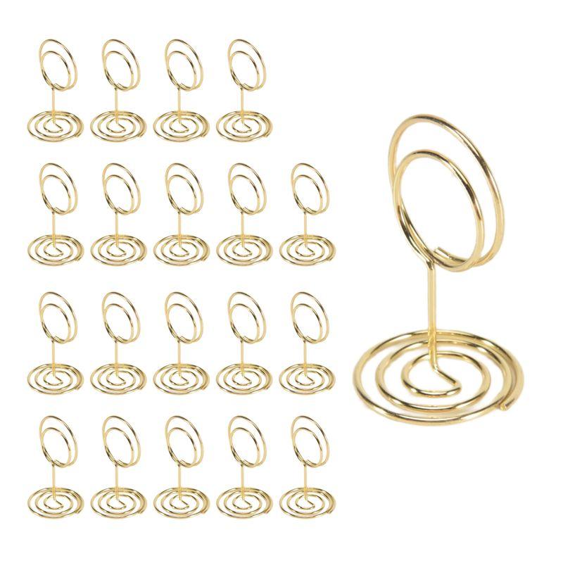 

M-Современные держатели для номеров столов 20 шт. - Мини-держатели для карточек с именами 2 дюйма Короткие подставки для номеров столов Для свадебной вечеринки золотой