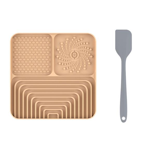 

Silicone Dog Lick Mat with Spatula Boredom Anxiety Relief Pet Food Mat with Suction Cup Slow Feeder Bowl Peanut Butter Licking Mat A жёлтый