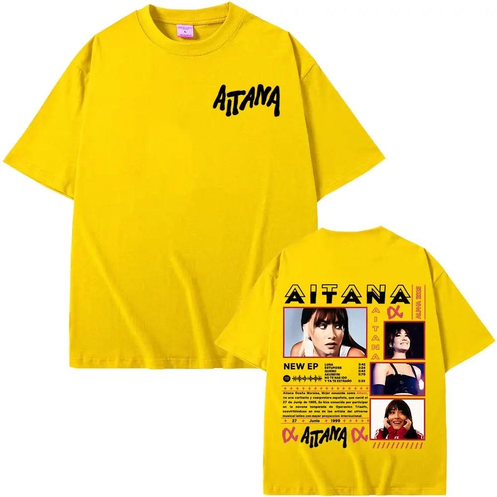 Aitana Cuarto Azul 2026 World Tour Cover TShirt Unisex Harajuku Streetwear Casual Loose Pure Cotton Women And Unisex Tshirts