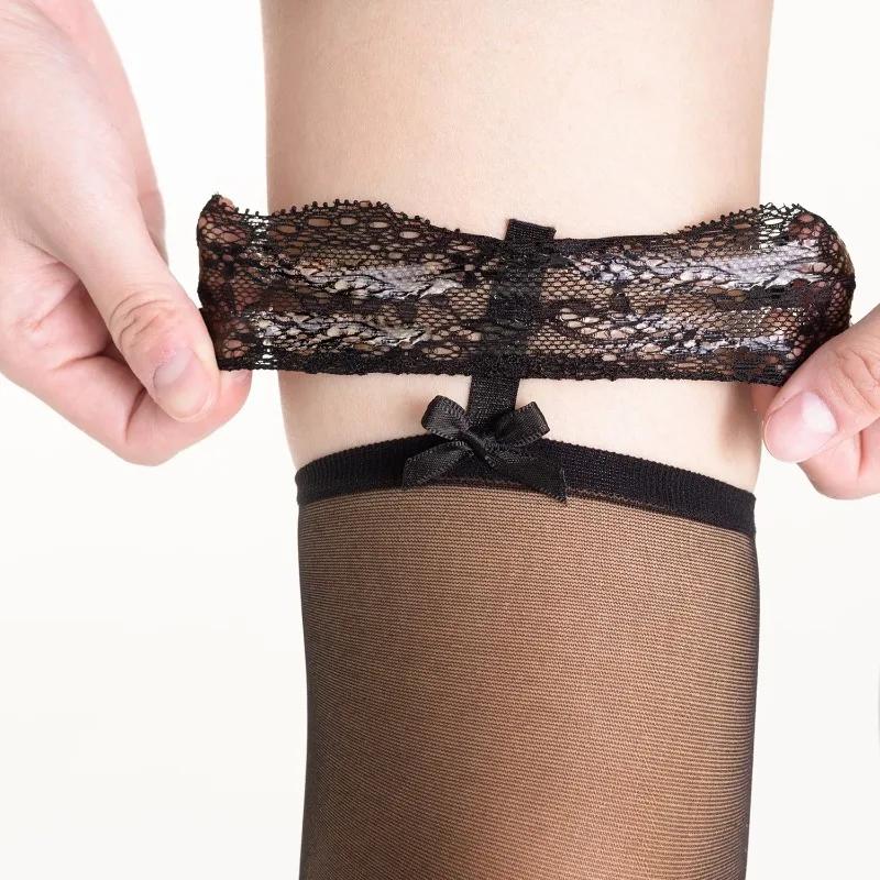 Sexy Lace Stocking Lace Elastic Luxury Black Tights Bows Garters Pantyhose Floral Suspender Garter Belt Ultra-thin Long Socks