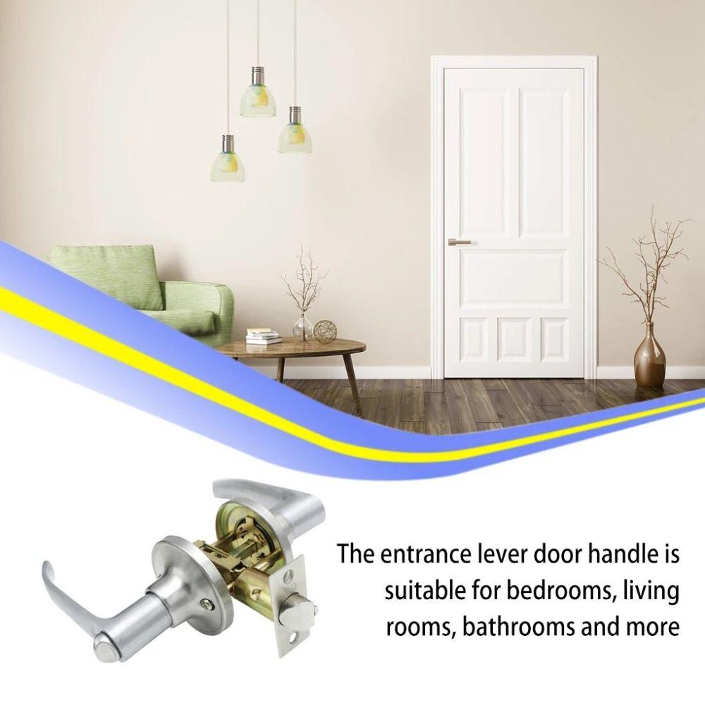 Silver Home Door Lock Three-Pole Spherical Three Bar Handle Lock Door Handle Lock  Bathroom