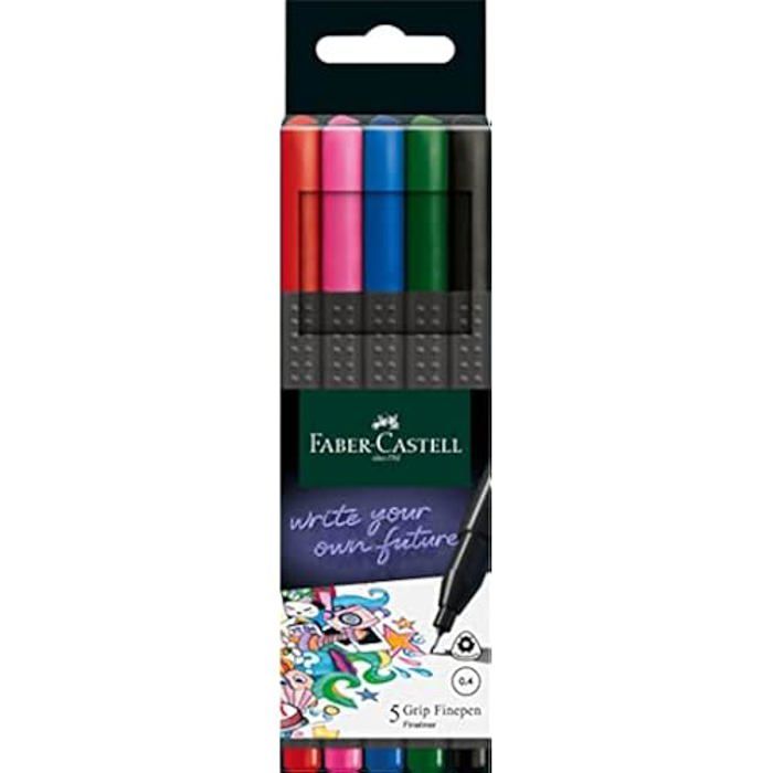 Felt Tip Pen - Faber-castell - Grip Finepen - Fiber Tip 0.4 Mm - Ergonomic - Case of 5 Pieces