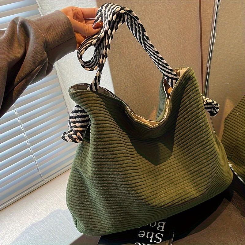 Large Capacity Corduroy Tote Bag, Women's Fashi Casual Handbag Shoulder Bag, Daily Commute Coin Shopping Phe Pouch