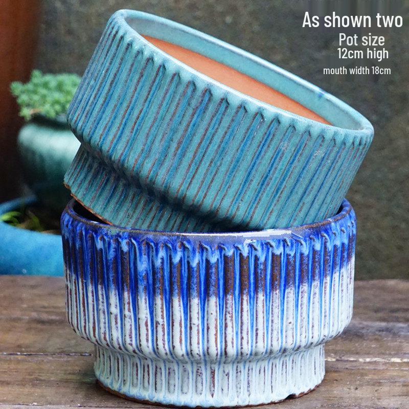 Stor Handgjord Keramik Kruka för Suckulenter och Grönska, Andningsbar Lerkruka i Lila Lera