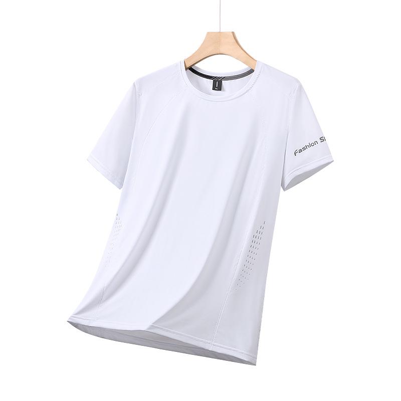 

Мужская и женская футболка из ледяного шелка с темным узором, быстросохнущая: Большой размер, короткий рукав для занятий спортом на открытом воздухе и пеших походов 5XL