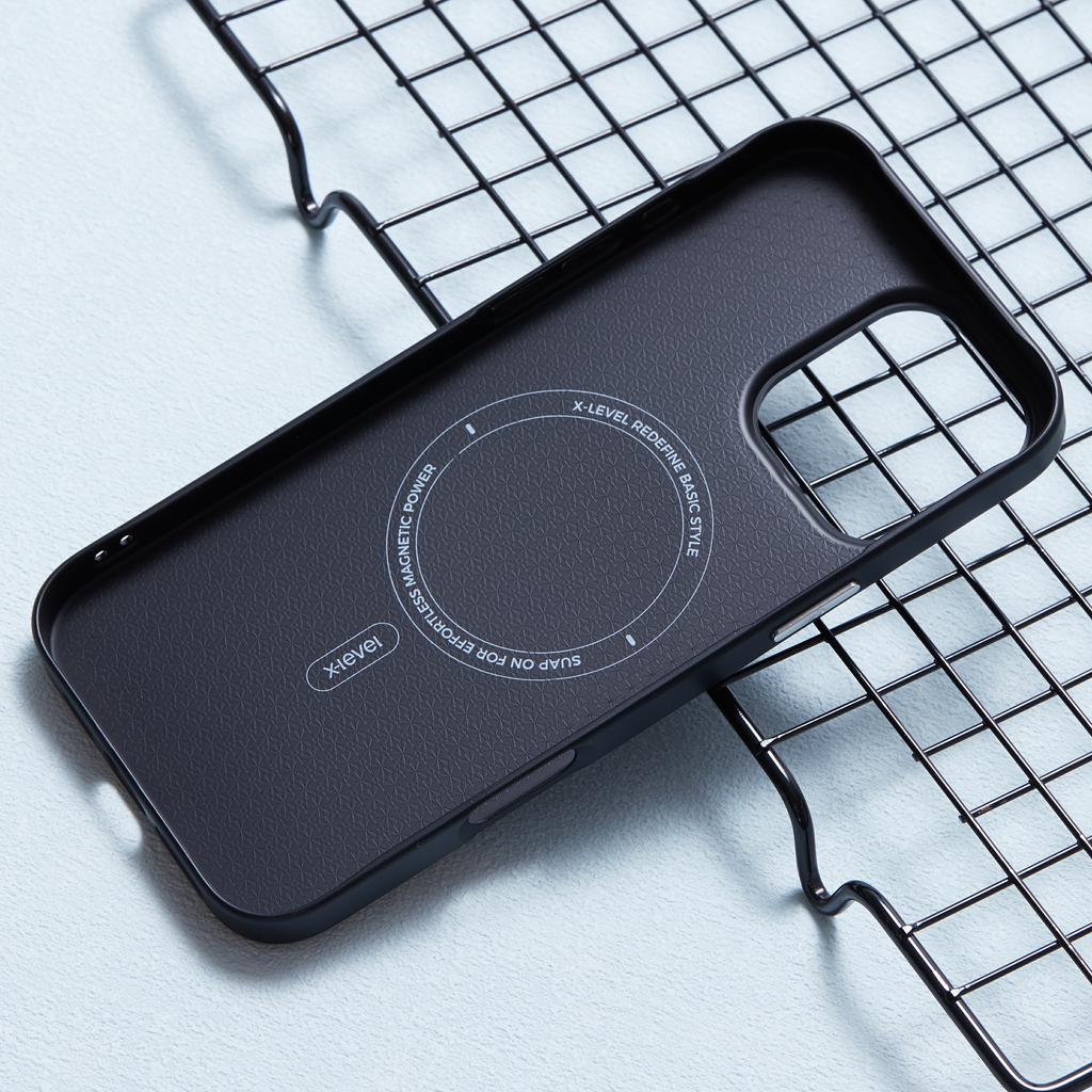 X-LEVEL For iPhone 16 Pro Max Magnetic Case Hard PC Phone Cover Carbon Nano-Fiber Texture