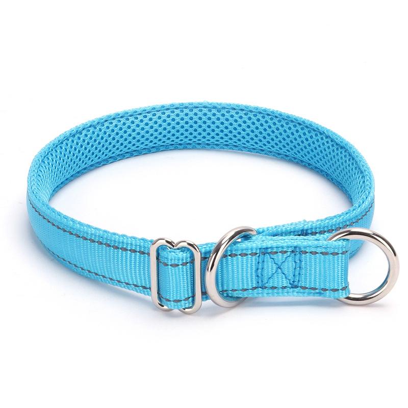 Adjustable Pet Collar Nylon Reflective Mesh Lined Anti-Suffocation P Chain Dog Chain Dog Collar for Medium & Large Dogs Training
