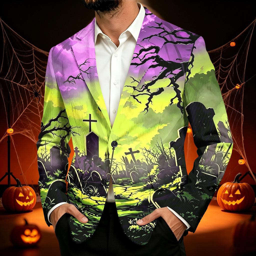Herren Corduroy Business Casual mit Halloween-Print für Partys und den täglichen Gebrauch