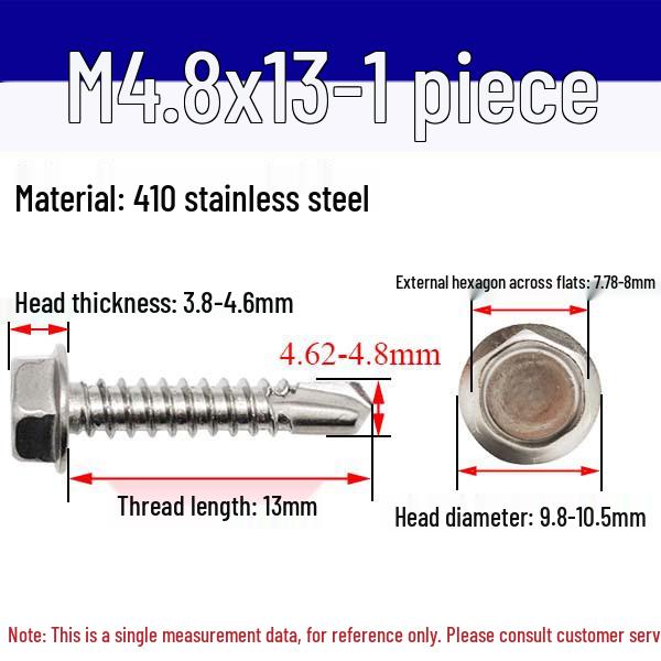 M4.2/M4.8/M6.3 410 Stainless Steel Hex Head Drill-Point Self-Tapping Screws