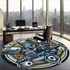 Kenworth (1) Round Office Rug Decorative Floor Rug for Office Bedroom Living Room and Home Space