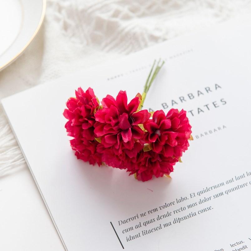 18PCS Artificial Flowers Christmas Decorations for Home Scrapbook Wedding Decorative Wreaths Diy Gifts Candy Box Silk Carnation