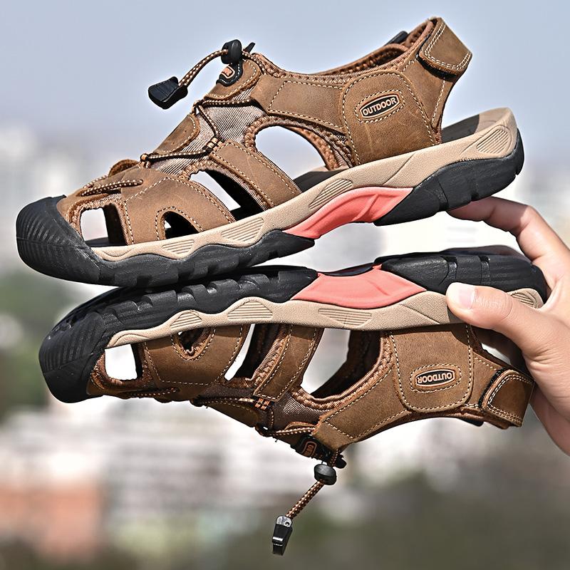 Fashion Summer Athletic Sports Mens Sandals Outdoor Trekking Hiking Shoes Closed Toe Slippers Simple Beach Shoes Non-Slip Male Sandaly