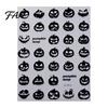 Long Lasting Nail Manicure Sets Halloween Art Stickers, 3D Embossed Skeleton Hand Pumpkin Bat Party Decorations Black Decals, Self-Adhesive