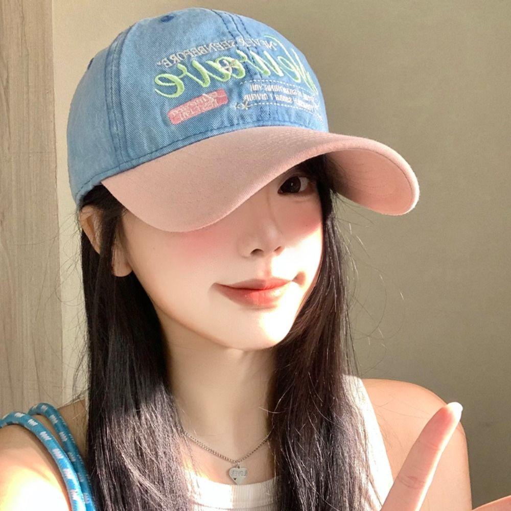 Denim Peaked Cap Embroidery Snapback Cap Fashion Letter Baseball Hat  Outdoor