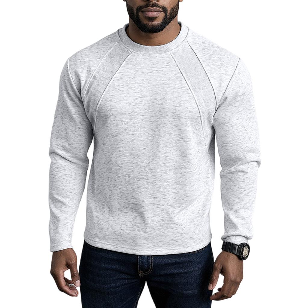 Splicing Round Neck Sweatshirt, Loose Long Sleeved T-Shirt Fashionable Top
