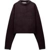 Soft Knit Round Neck Short Sweater Women Sweater Dark-Purple 5536200-610
