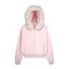 2KWEIRD Y2K Zip Up Hoodie Faux Fur Collar Harajuku Loose Coat Streetwear Zipper Hoodie Sweatshirt