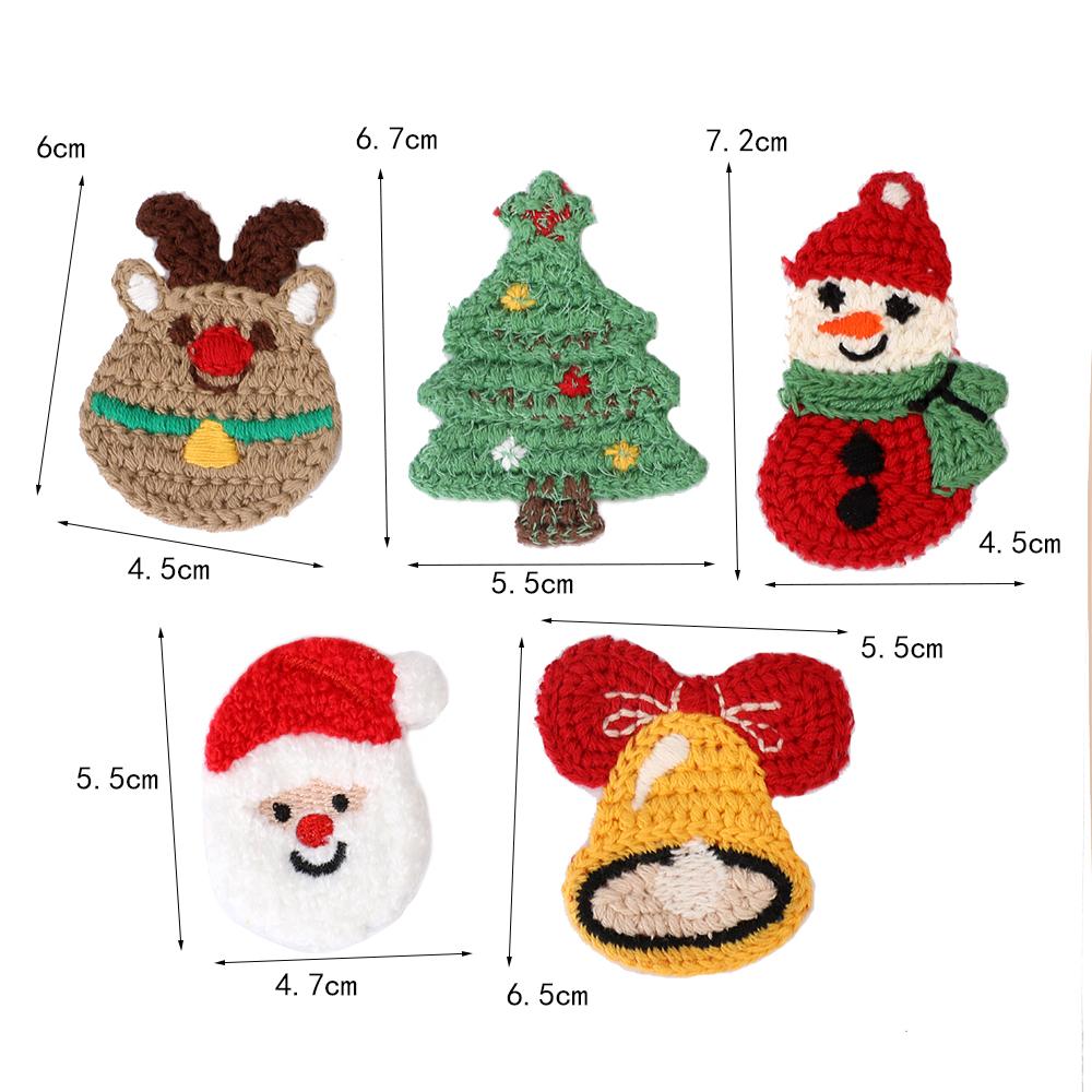 10 Pcs/Sets Knitted Embroidered Christmas Trees, Snowmen, Santa Claus, Reindeer, Bells Patch DIY Decoration