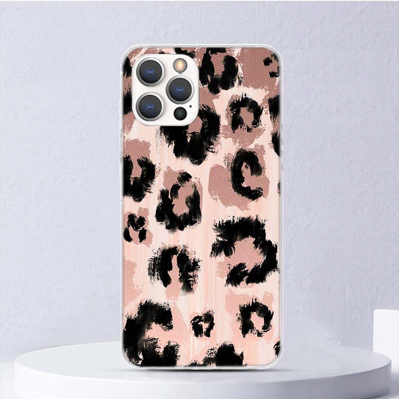 Leopard Print Soft Case For iPhone 11 12 13 Mini 14 Pro Max Apple Phone Cover X XS XR SE 7 Plus 8 + 6 6S 5S Funda Coque