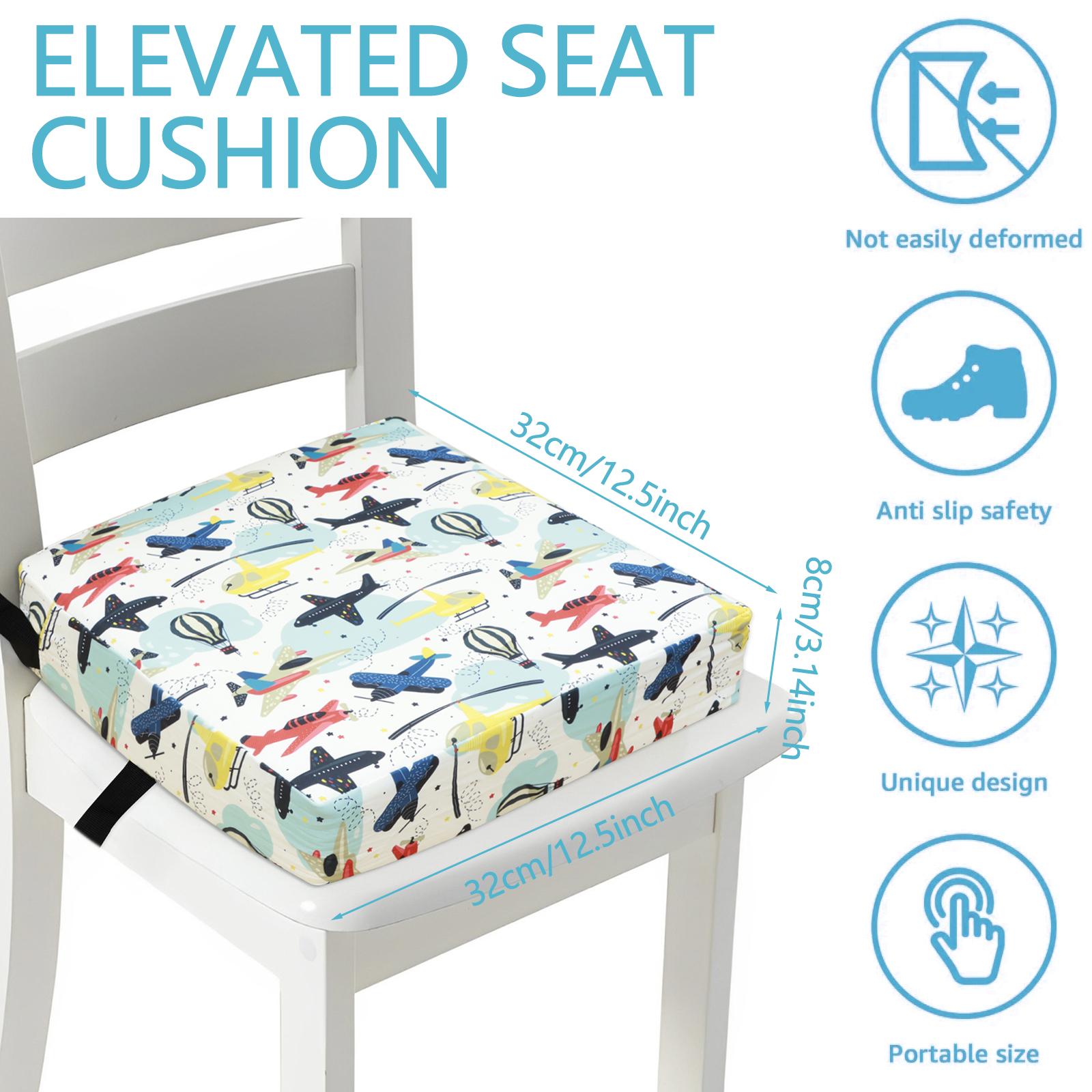 

Non Slip Kids Booster Seat Child Dining Table Booster Seat with Adjustable Safety Belt & Fastening Strap Cartoon Booster Cushion 12.6x12.6x3.1 inch