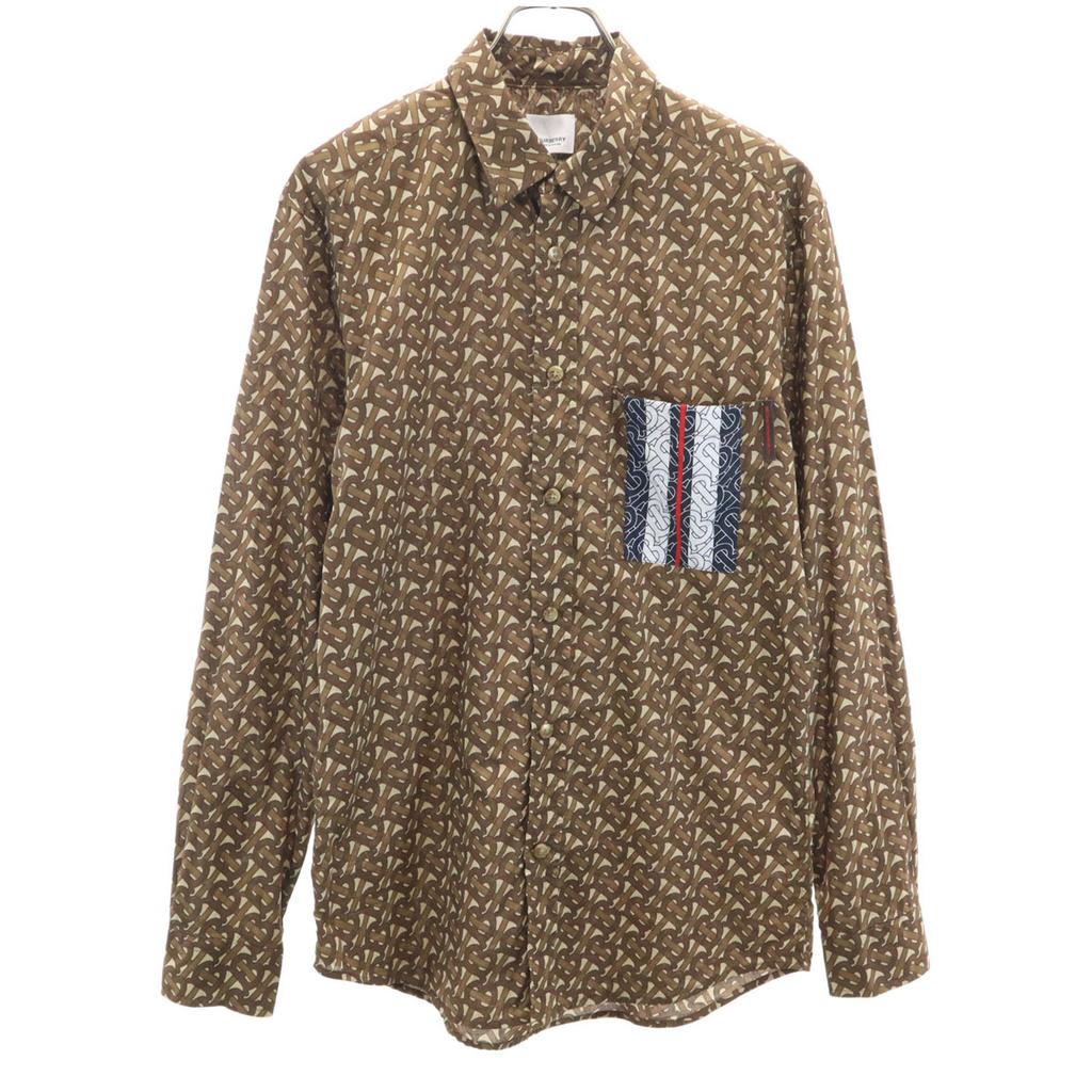 Burberry Overall Handle Long Sleeve Cotton Shirt M Brown Men's Used