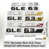 AAYY1 3D ABS Car Trunk Letters Emblem Badge GLE 63 GLE63S For W166 W167 Auto Rear Decal Sticker Gloss Black Chrome Accessories