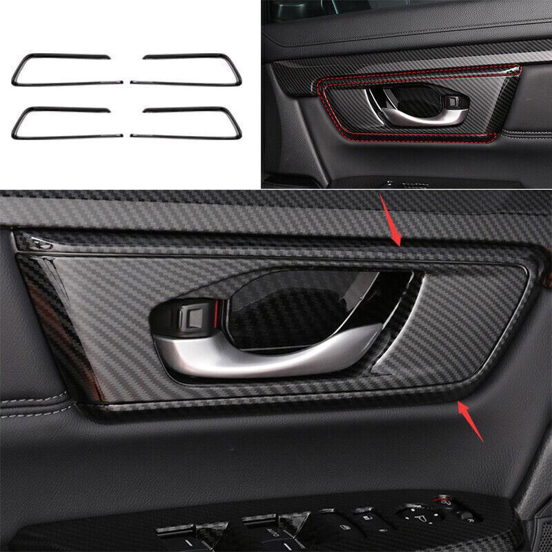 Inner Door Handle Fit For Honda CRV CR-V Strip Decor Trim Carbon Fiber 2017-2021