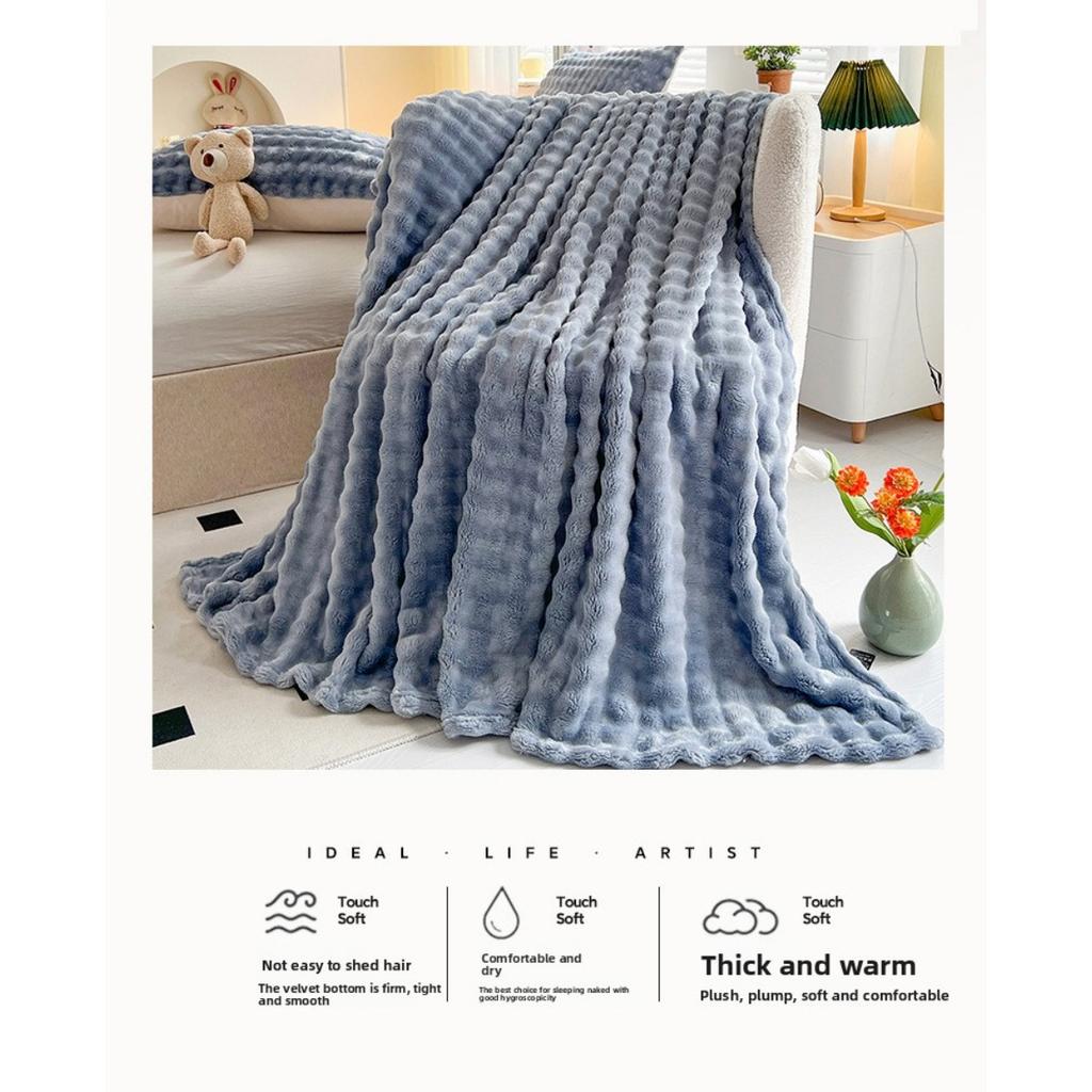 Cobertor de Pelúcia Coelho Imitado, Cobertor para Soneca no Escritório, Cobertor para Ar Condicionado, Cobertor Universal para Sofá para Todas as Estações, Roupa de Cama
