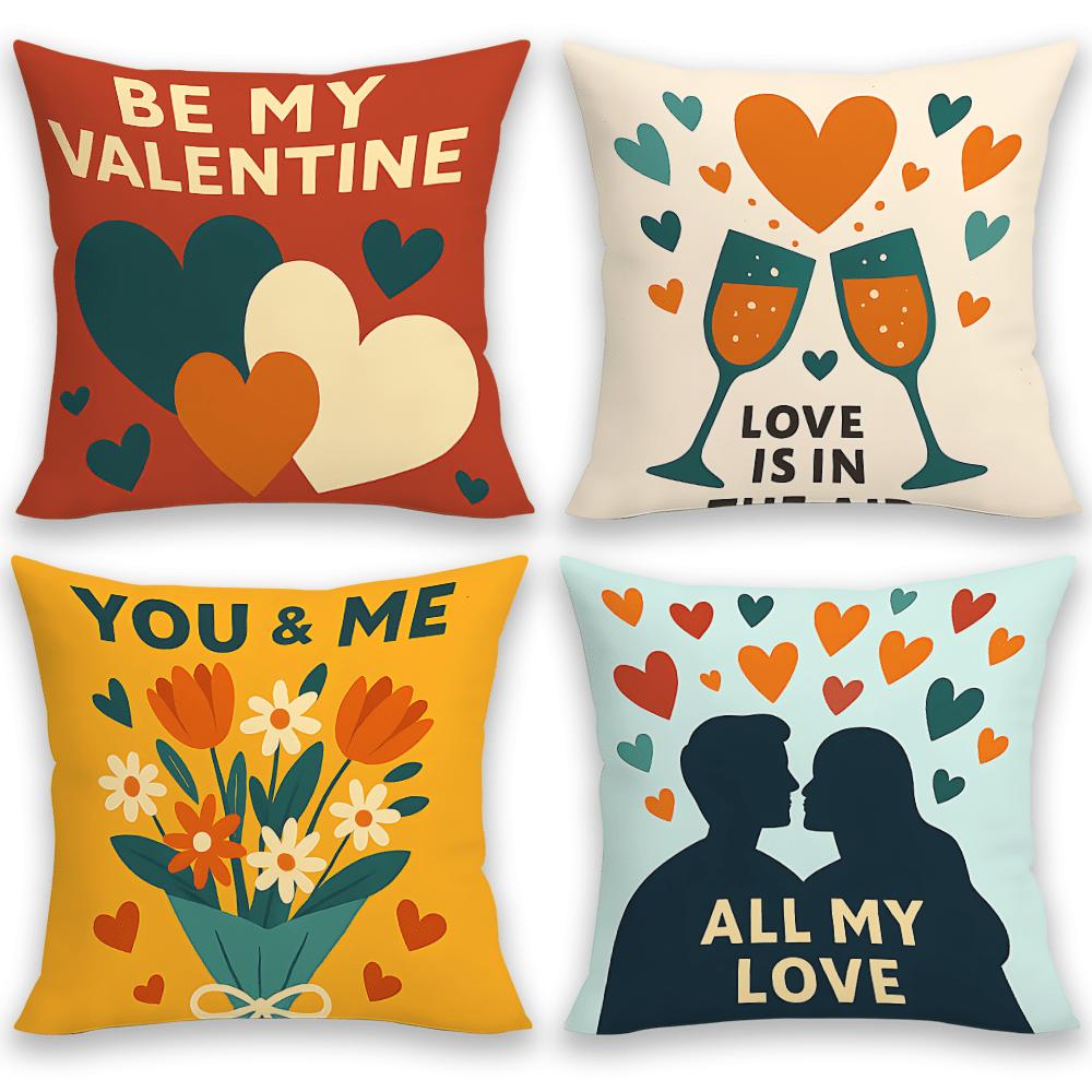 Retro Heart-shaped Floral Pattern Printing Pillow Cover Short Plush Suitable Living Rooms Bedrooms Sofas Throw Cushion Cover