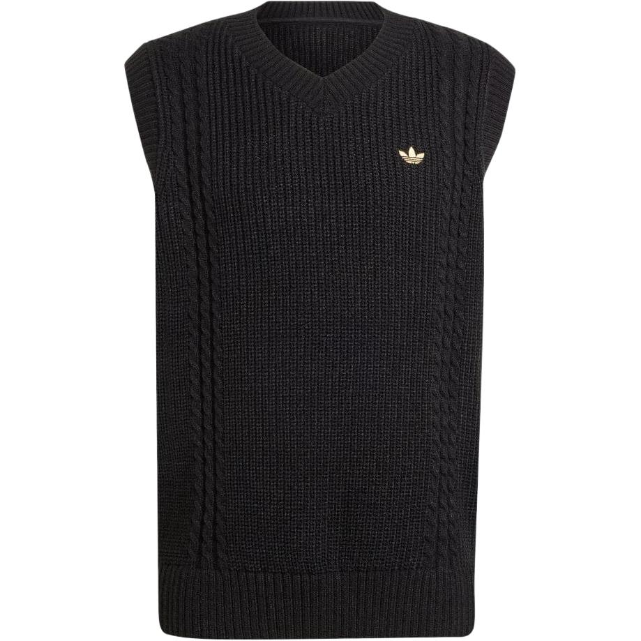 

Adidas Originals 70S FW24 Cable Knit Three Stripes V-Neck Comfortable Vest Men Tops Black JN5975 L