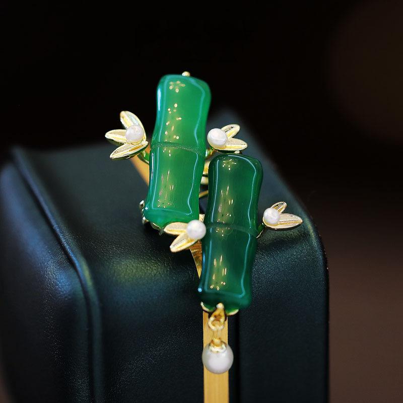 "Rise Step By Step, Ancient-style and National Trend Bamboo Brooch, Feminine Pearl Brooch, Light Luxury and High-end Sense Brooch.