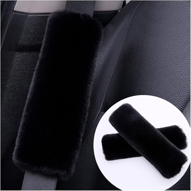 2PCS Fluffy Car Seatbelt Covers - Soft&Comfortable Plush Seat Belt Cushion Protects Shoulder - Universal Seat Belt Covers For Adults Or Children Fits