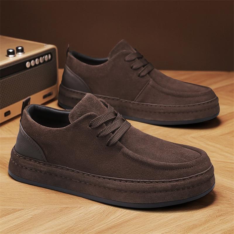 Suede Leather Men Casual Shoes Fashion Comfortable Man Loafers Lightweight Walking Sneakers Platform Breathable Driving Footwear