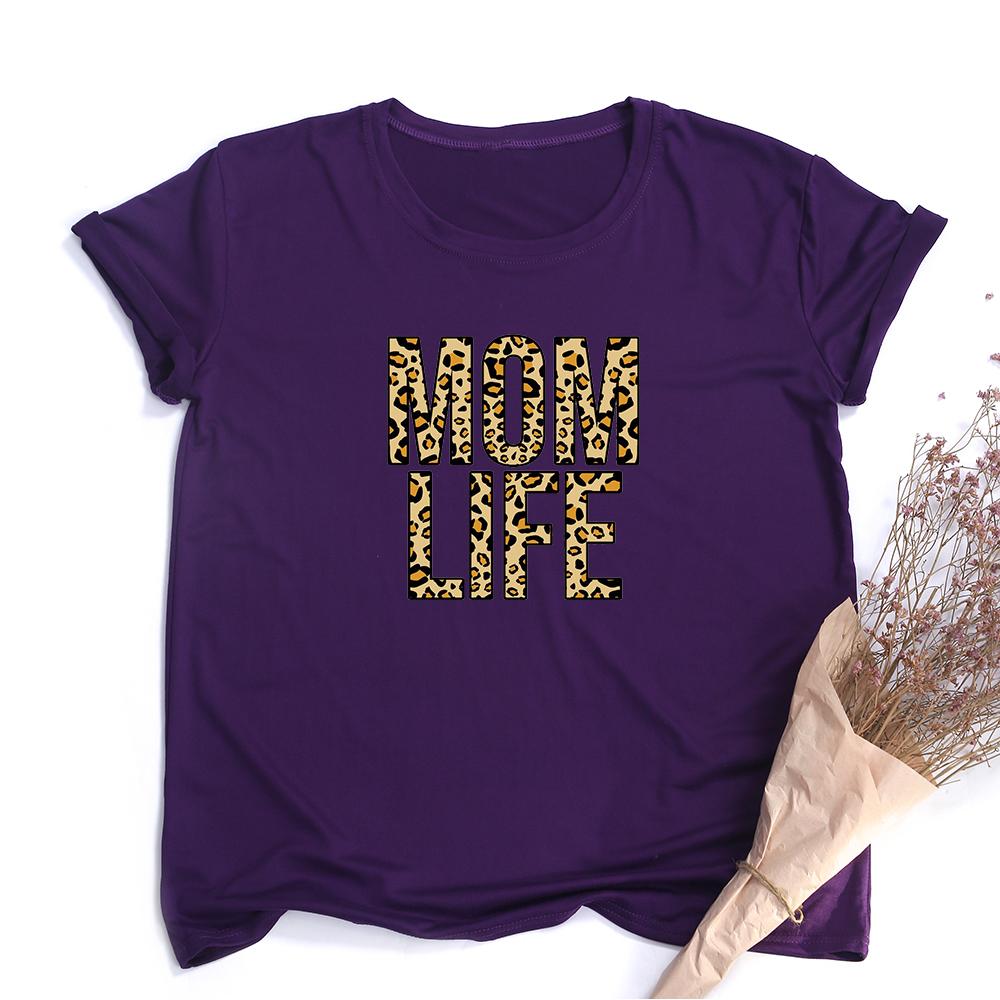 Mom Life Leopard Print Women Summer T Shirts Graphic Harajuku Tees Female Short Sleeve Round Neck