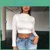 Sleeve Long Basic Solid Womens Tshirt Casual Black White Fashion Crop Top T Shirt Ladies Fashion Korean Tee Shirt