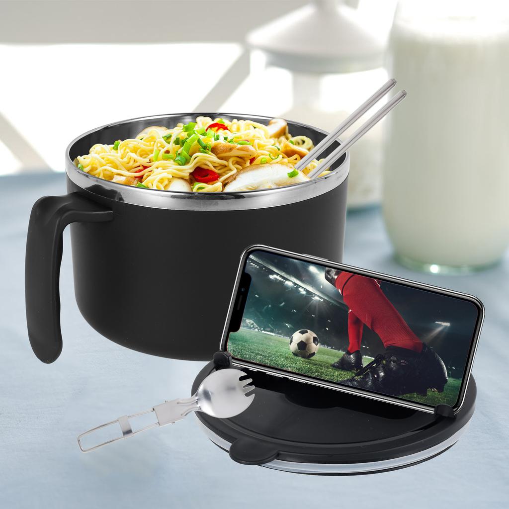 Ramen Bowl, Lunch Container,1200ml Large Thai Soup Bowls, Tableware with Phone Stand, Cereal Bowls for Home, Kitchen, Camping